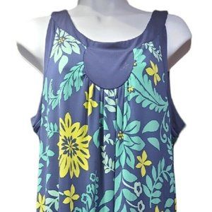 APT. 9 Women's Casual Dress Sleeveless Blue Floral Size XL Mid Length W/Pockets